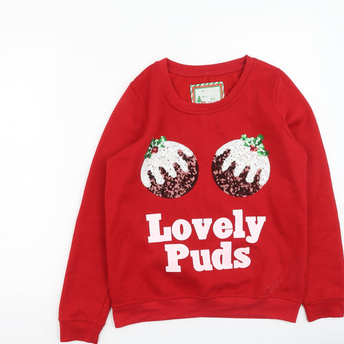 Preworn Womens Red  Polyester Pullover Sweatshirt Size S