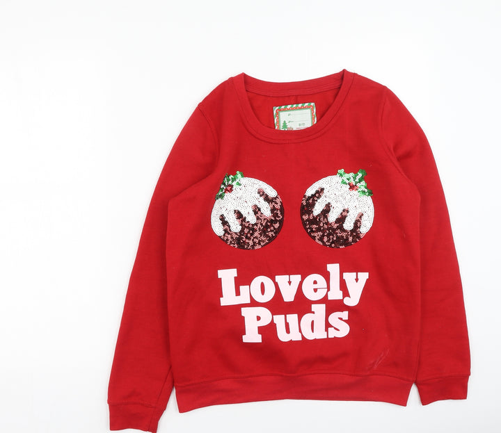 Preworn Womens Red  Polyester Pullover Sweatshirt Size S