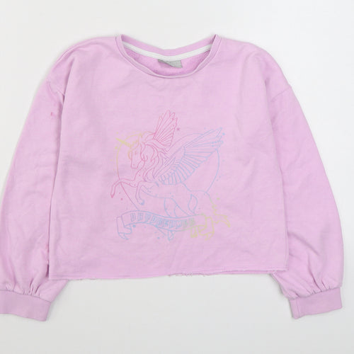 Matalan Girls Pink  Cotton Pullover Sweatshirt Size 9 Years  Pullover