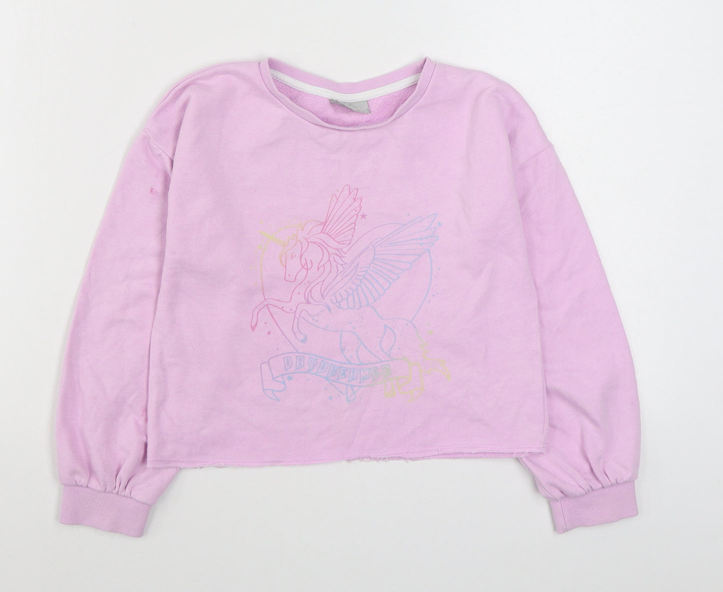 Matalan Girls Pink  Cotton Pullover Sweatshirt Size 9 Years  Pullover