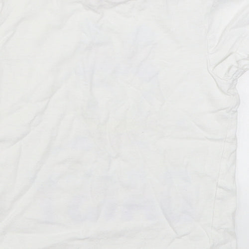 Pep&Co Girls White  100% Cotton Basic T-Shirt Size 3-4 Years Round Neck Pullover - Disney