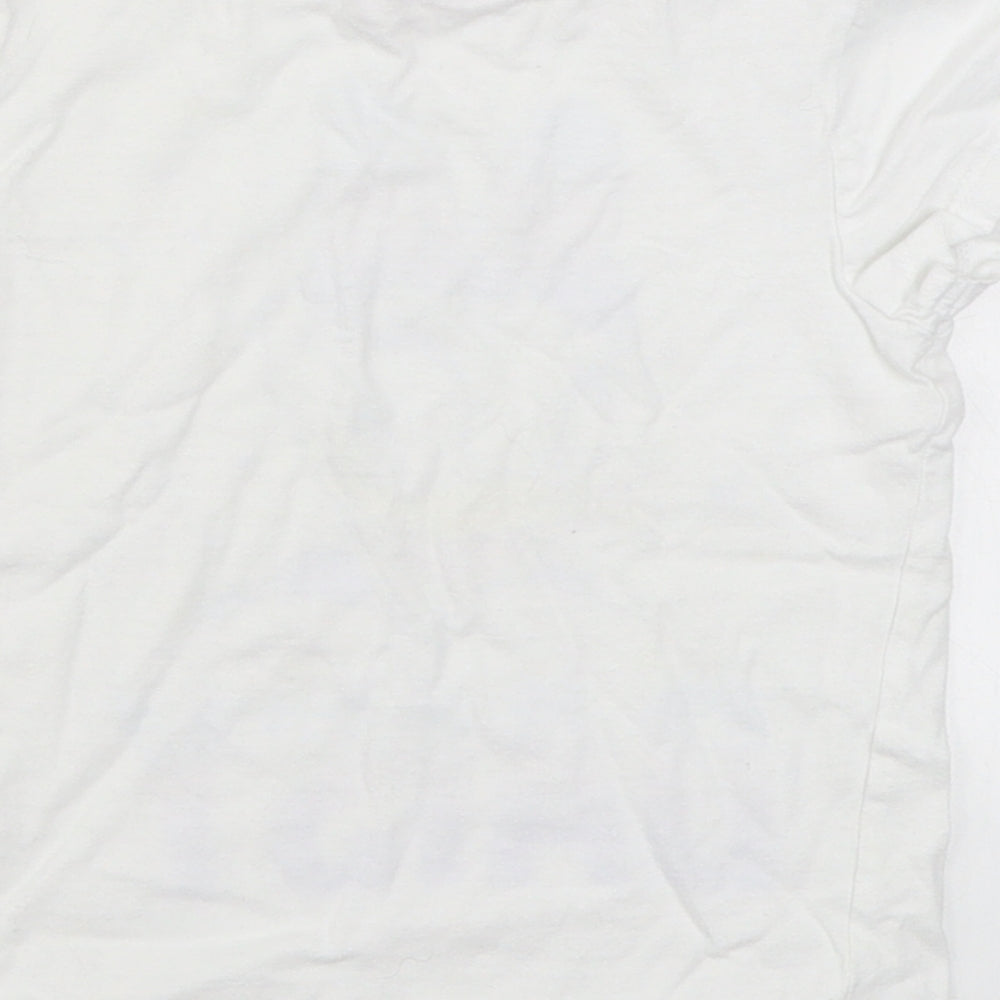 Pep&Co Girls White  100% Cotton Basic T-Shirt Size 3-4 Years Round Neck Pullover - Disney