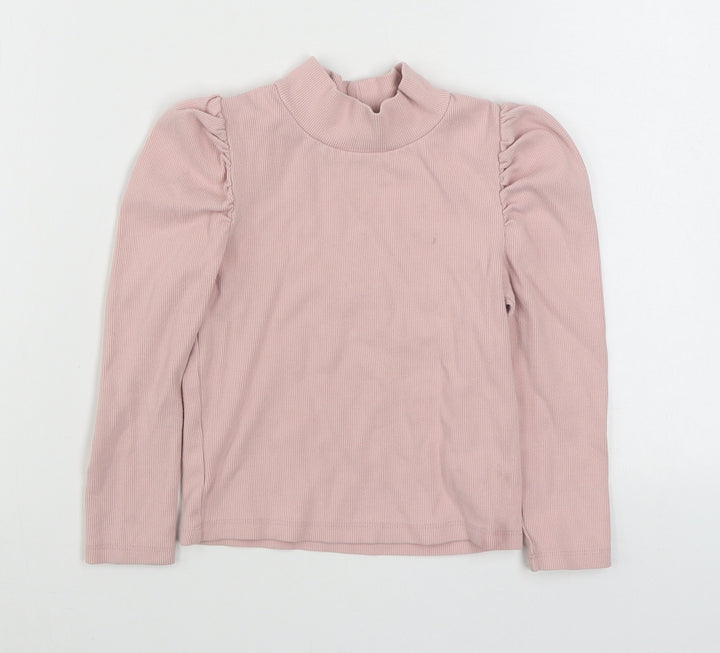 Gap Girls Pink High Neck  Cotton Pullover Jumper Size 4 Years  Pullover