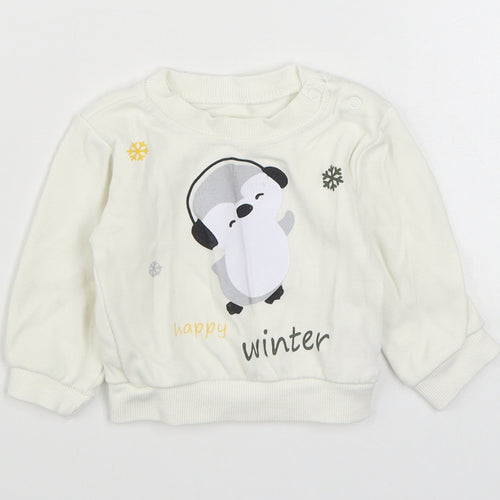 Baby Hi Girls White  Cotton Pullover Jumper Size 6-9 Months  Pullover