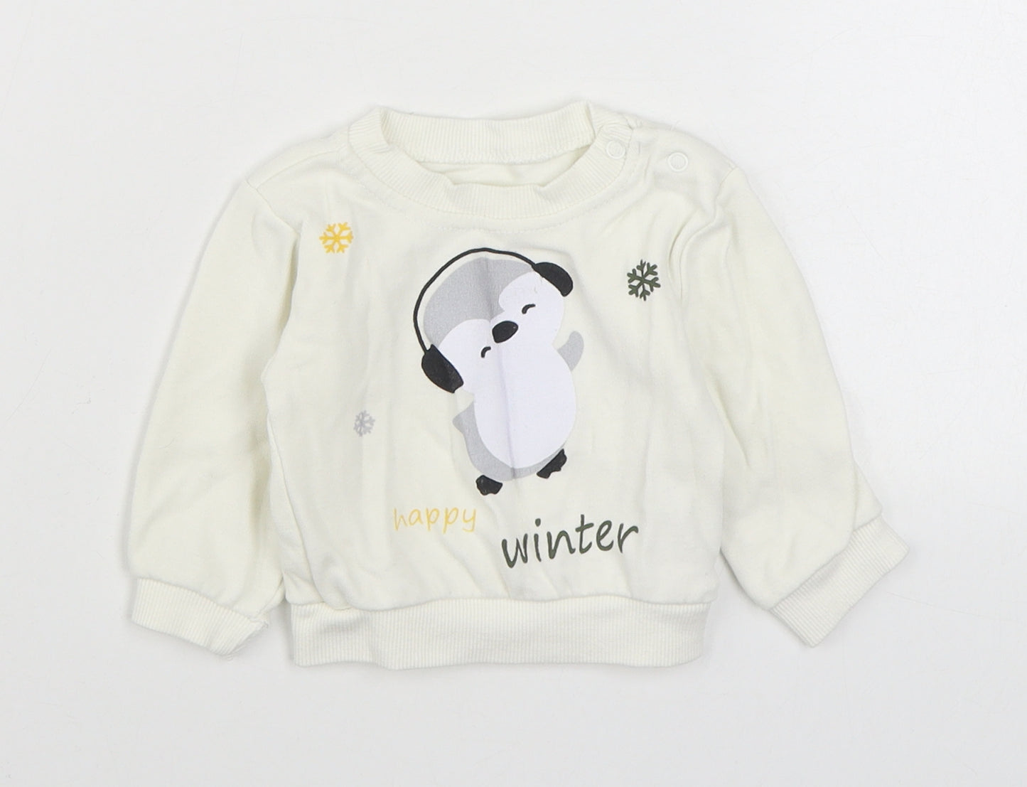 Baby Hi Girls White  Cotton Pullover Jumper Size 6-9 Months  Pullover