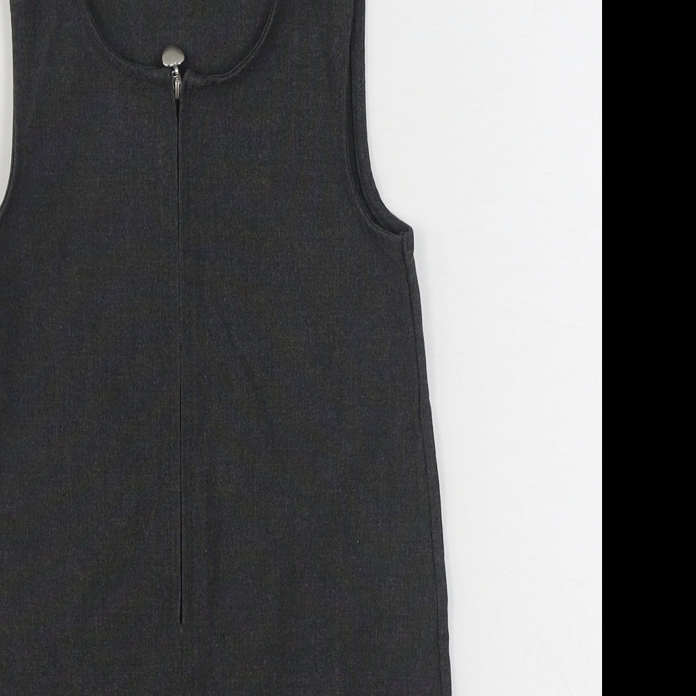 Dunnes Stores Girls Grey  Cotton A-Line  Size 4-5 Years  Scoop Neck Zip - School