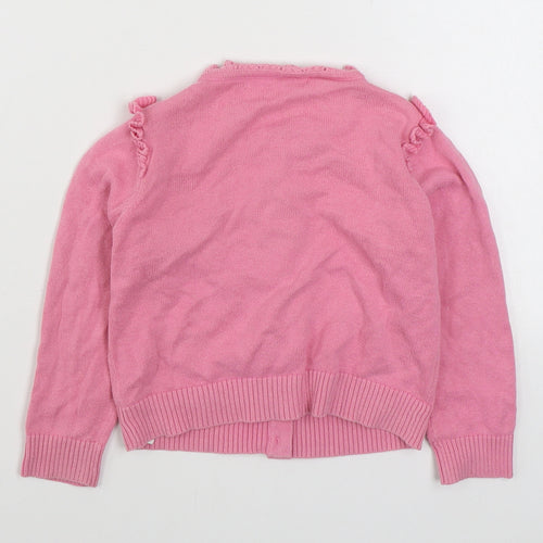 Geoge Girls Pink Round Neck  100% Cotton Cardigan Jumper Size 3-4 Years  Button