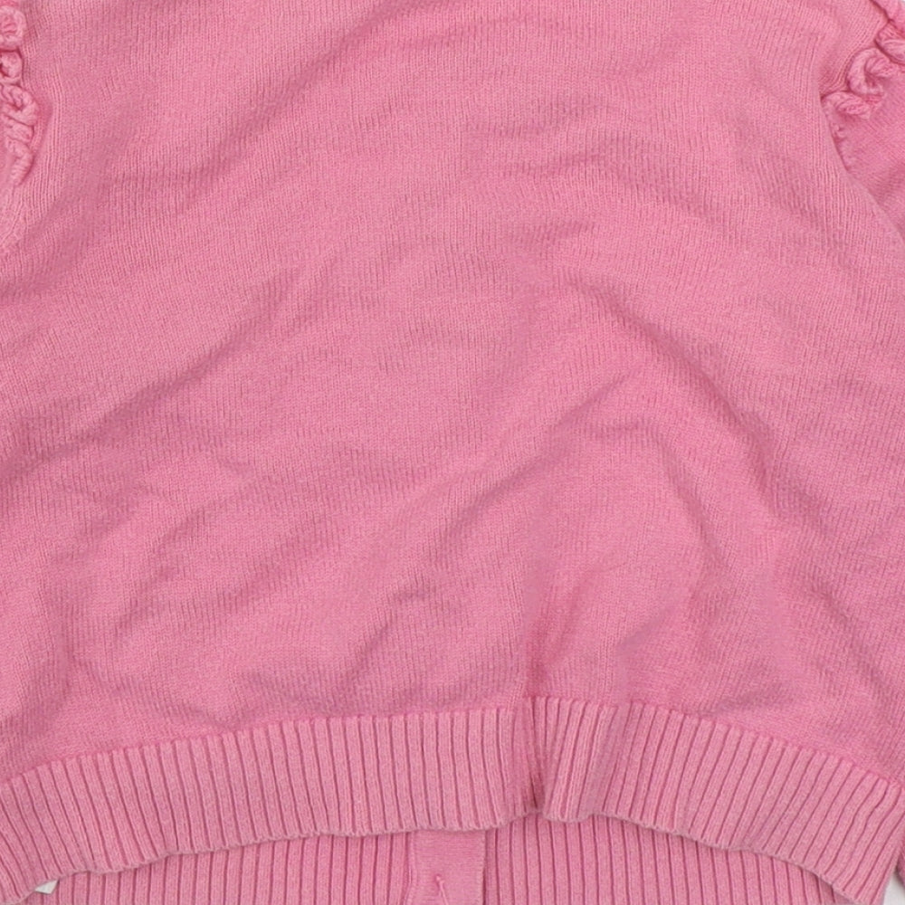 Geoge Girls Pink Round Neck  100% Cotton Cardigan Jumper Size 3-4 Years  Button