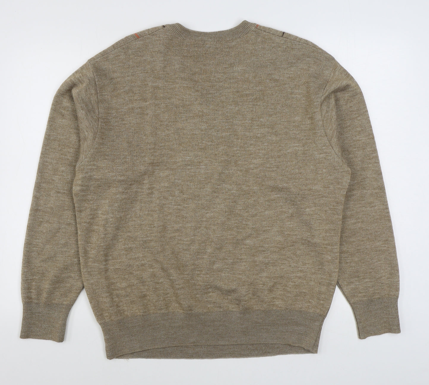 Gabicci Mens Brown V-Neck  Wool Pullover Jumper Size XL
