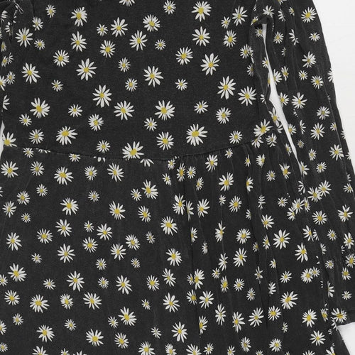 Wednesdays Girl Womens Grey Geometric Viscose T-Shirt Dress  Size S  Scoop Neck Pullover