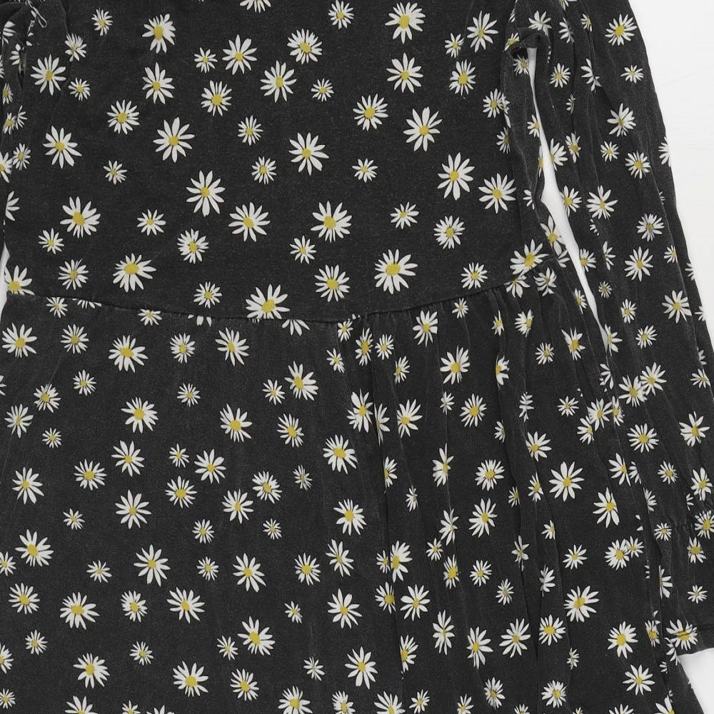 Wednesdays Girl Womens Grey Geometric Viscose T-Shirt Dress  Size S  Scoop Neck Pullover