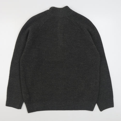 Marks and Spencer Mens Grey V-Neck  Acrylic Pullover Jumper Size XL