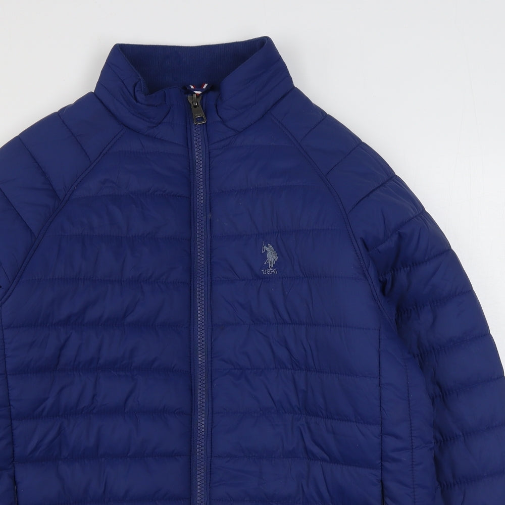 US Polo Assn. Mens Blue   Puffer Jacket Coat Size L  Zip