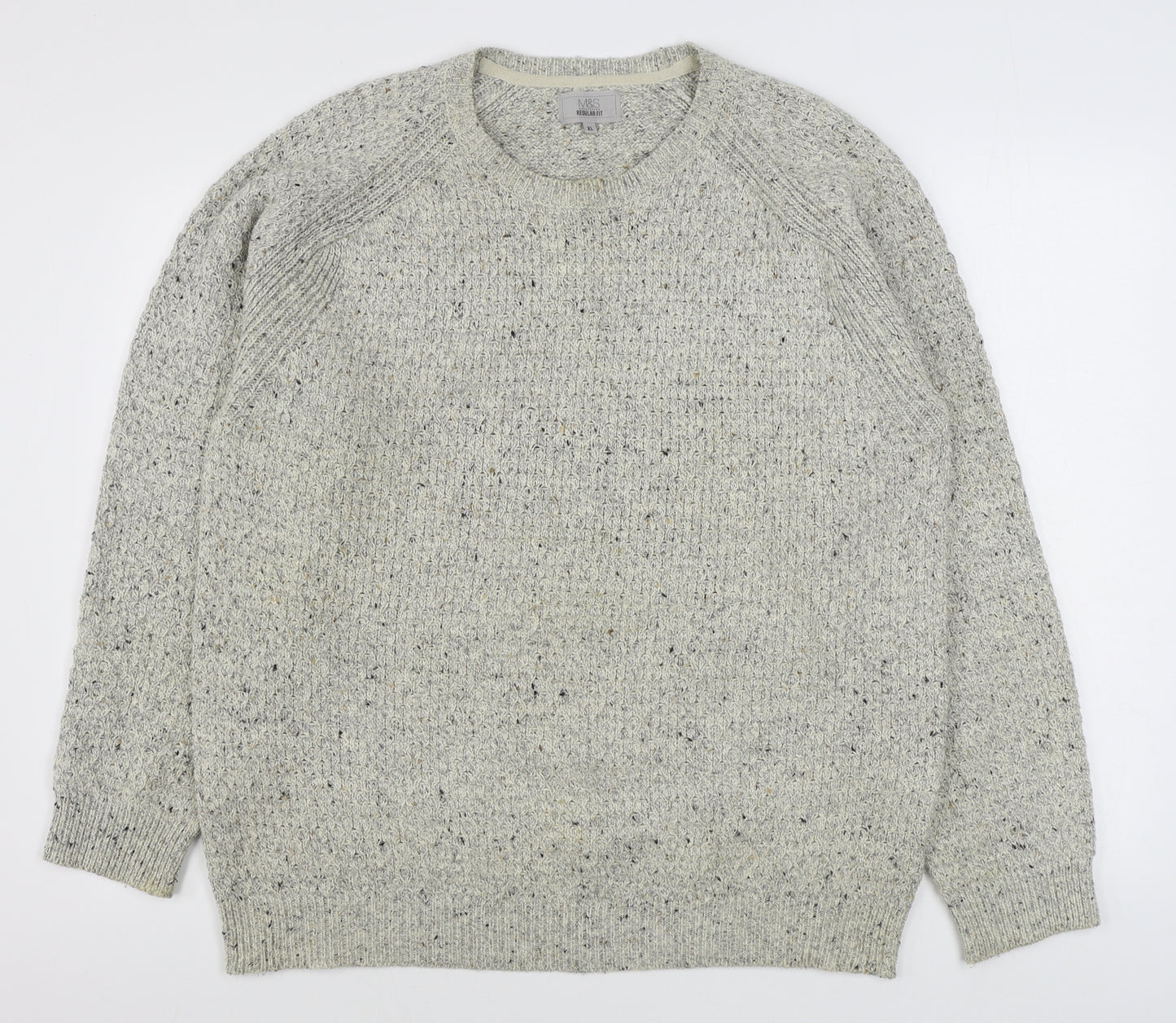 Marks and Spencer Mens Beige Round Neck  Cotton Pullover Jumper Size XL