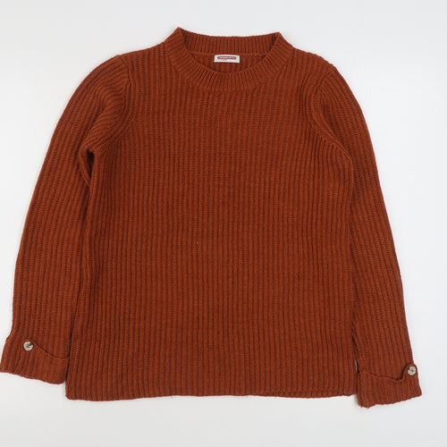 Damaet Womens Orange Round Neck  Acrylic Pullover Jumper Size 10