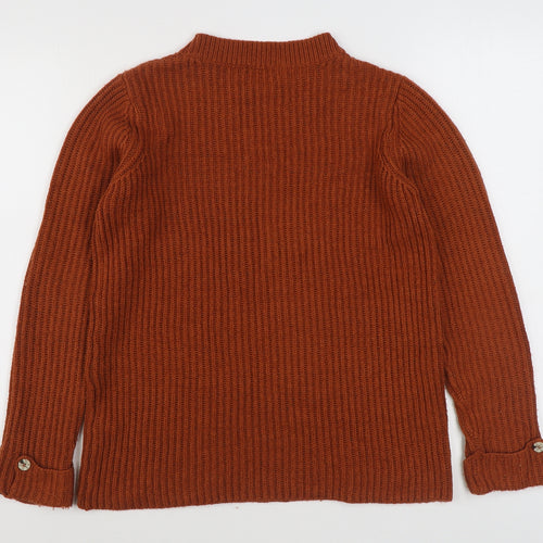 Damaet Womens Orange Round Neck  Acrylic Pullover Jumper Size 10