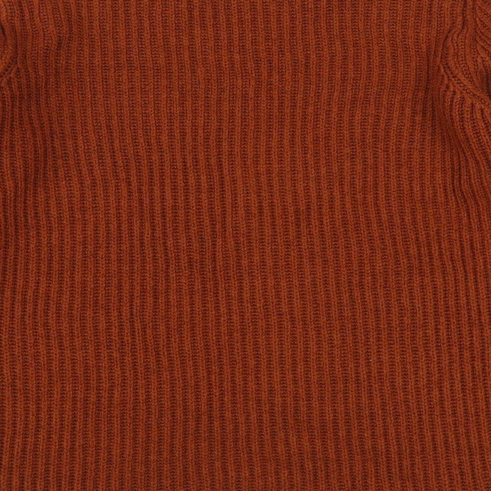Damaet Womens Orange Round Neck  Acrylic Pullover Jumper Size 10
