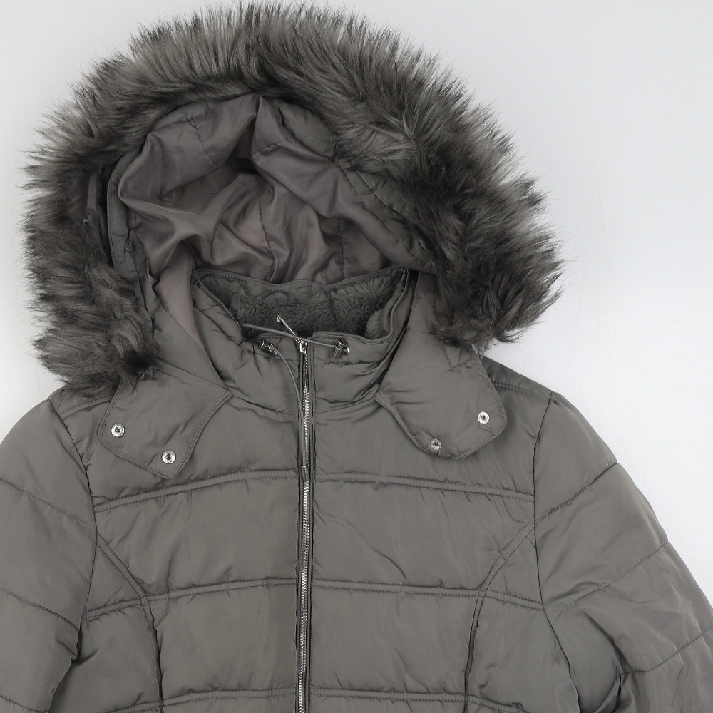 New Look Womens Grey   Parka Coat Size 18  Zip