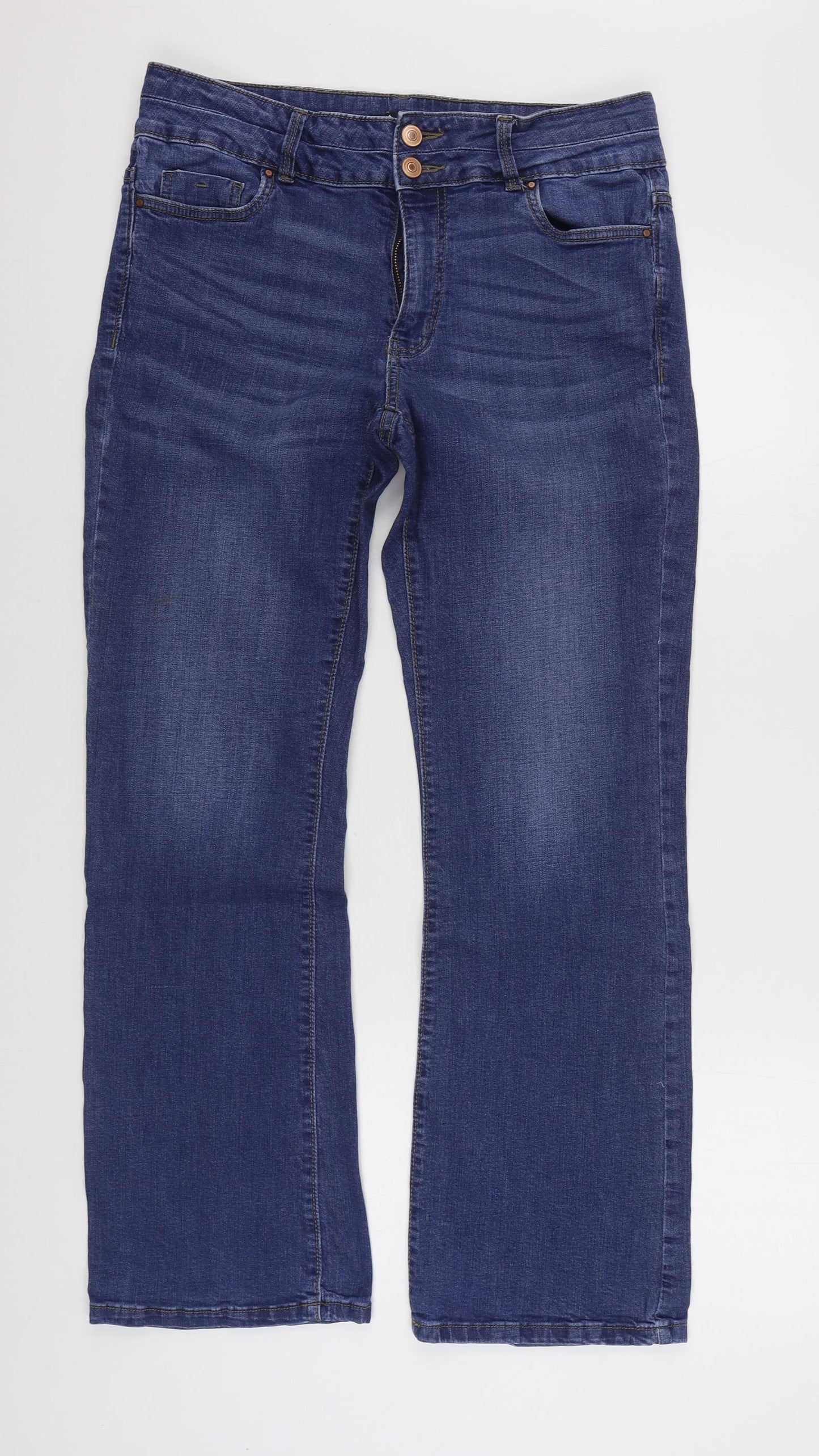 Dunnes Stores Womens Blue  Cotton Straight Jeans Size 14 L32 in Regular Zip