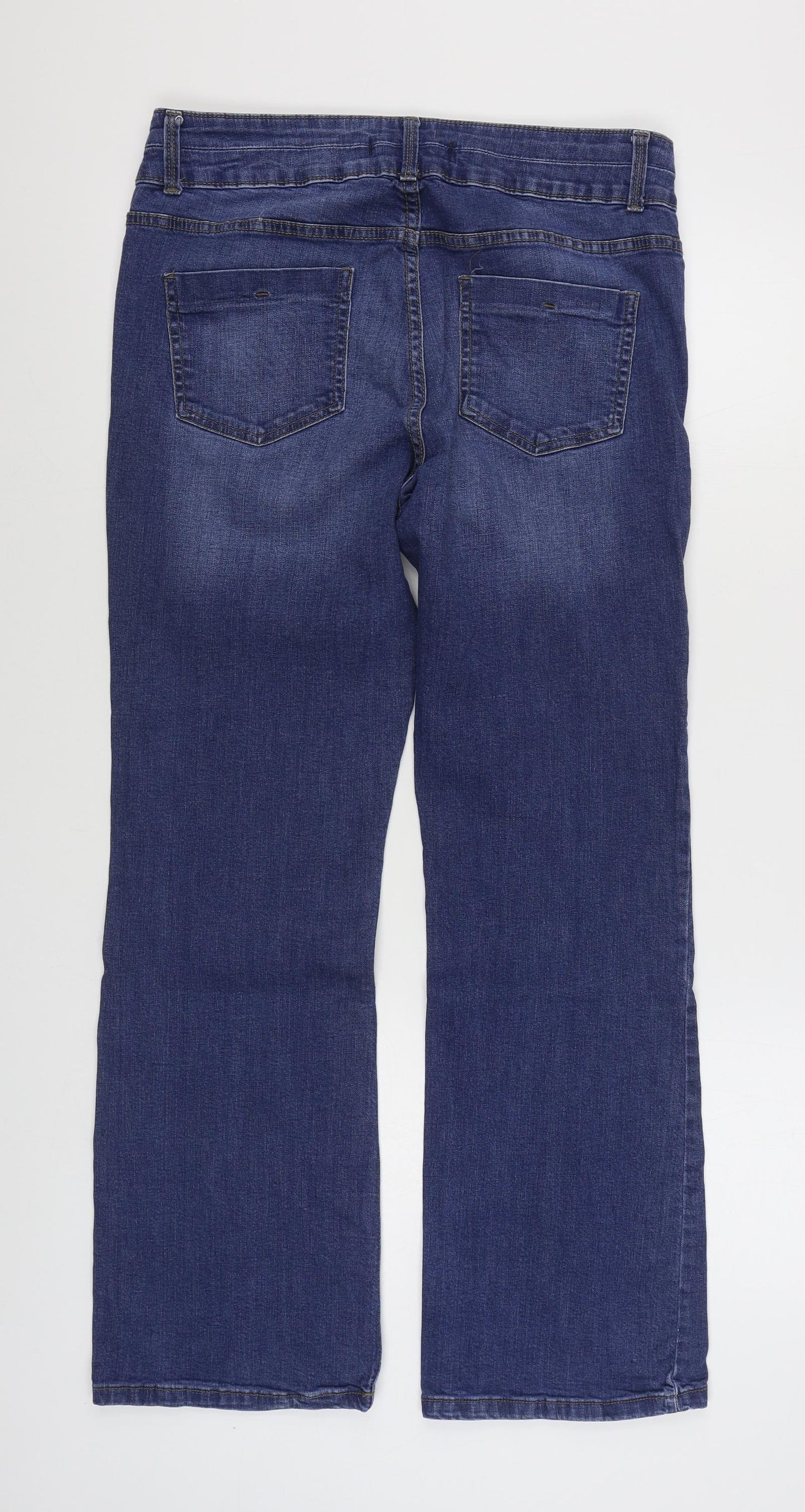 Dunnes Stores Womens Blue  Cotton Straight Jeans Size 14 L32 in Regular Zip