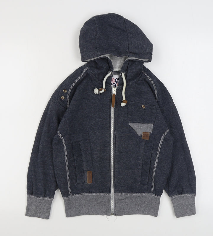Hay Wire Boys Blue Cotton Full Zip Hoodie Size 6-7 Years Zip