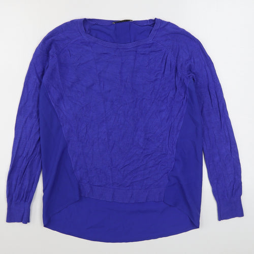 Oasis Womens Blue Boat Neck  Viscose Pullover Jumper Size S