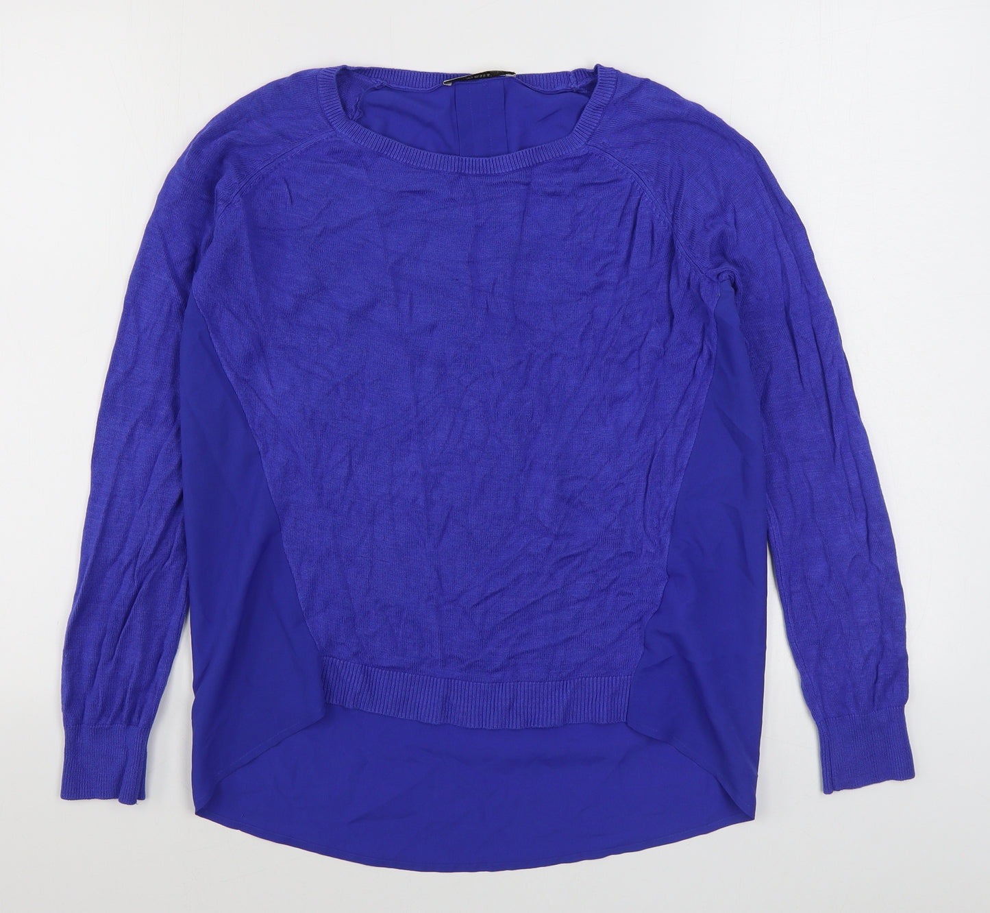 Oasis Womens Blue Boat Neck  Viscose Pullover Jumper Size S