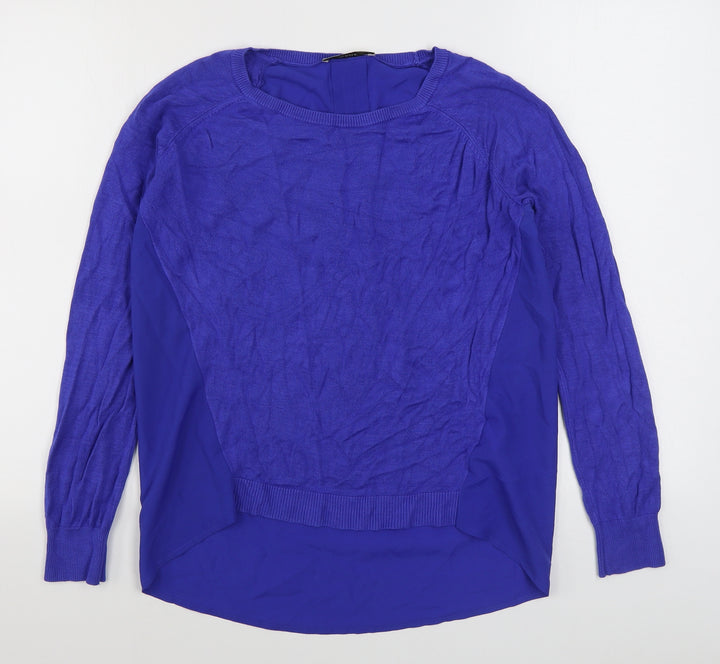 Oasis Womens Blue Boat Neck  Viscose Pullover Jumper Size S