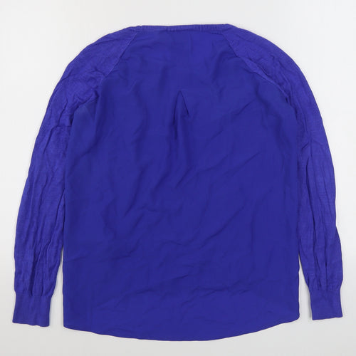 Oasis Womens Blue Boat Neck  Viscose Pullover Jumper Size S