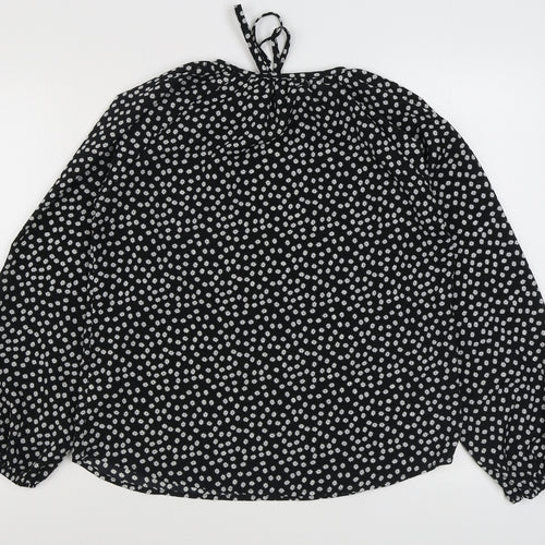SheIn Womens Black Floral Polyester Basic Blouse Size M Round Neck