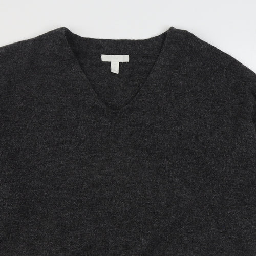 H&M Womens Grey V-Neck  Polyester Pullover Jumper Size S