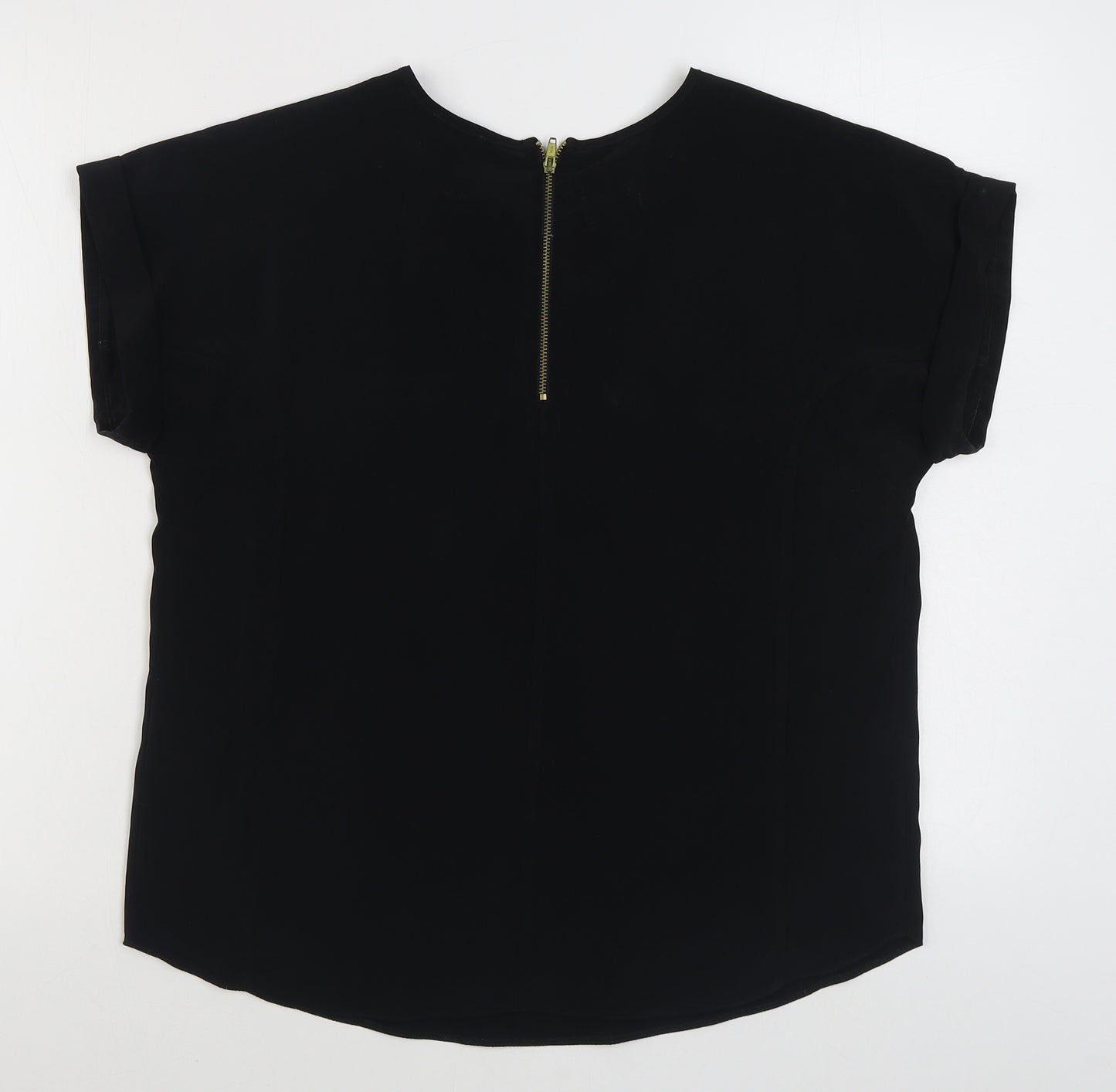River Island Womens Black  Polyester Basic Blouse Size 12 Scoop Neck