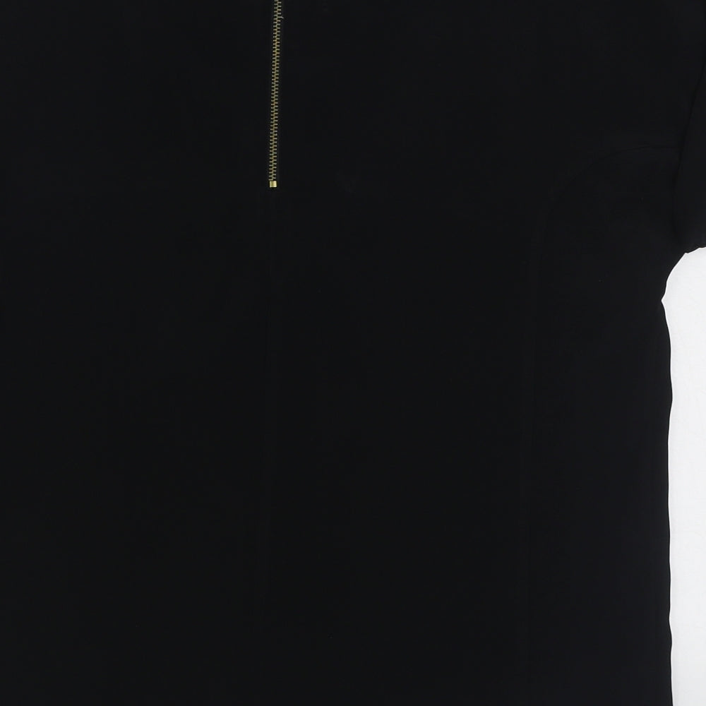 River Island Womens Black  Polyester Basic Blouse Size 12 Scoop Neck