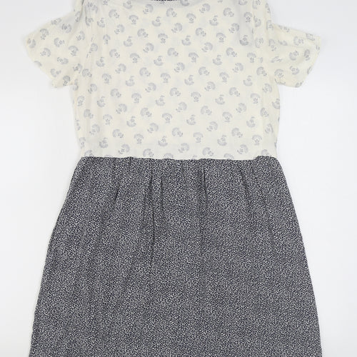 Dorothy Perkins Womens Blue Geometric Viscose T-Shirt Dress  Size 12  Boat Neck Pullover