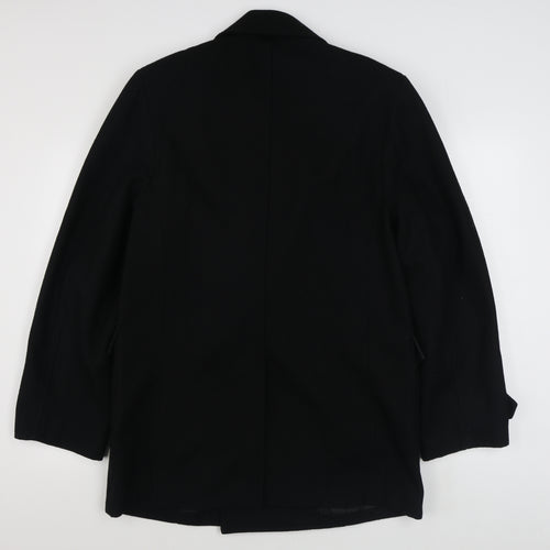 Dunnes Stores Mens Black   Overcoat Coat Size L  Button