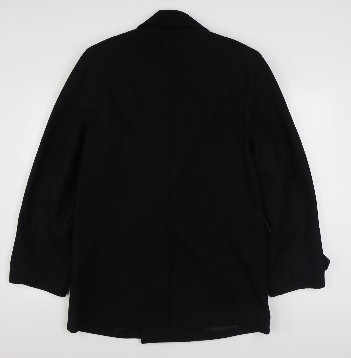 Dunnes Stores Mens Black   Overcoat Coat Size L  Button