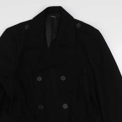 Dunnes Stores Mens Black   Overcoat Coat Size L  Button