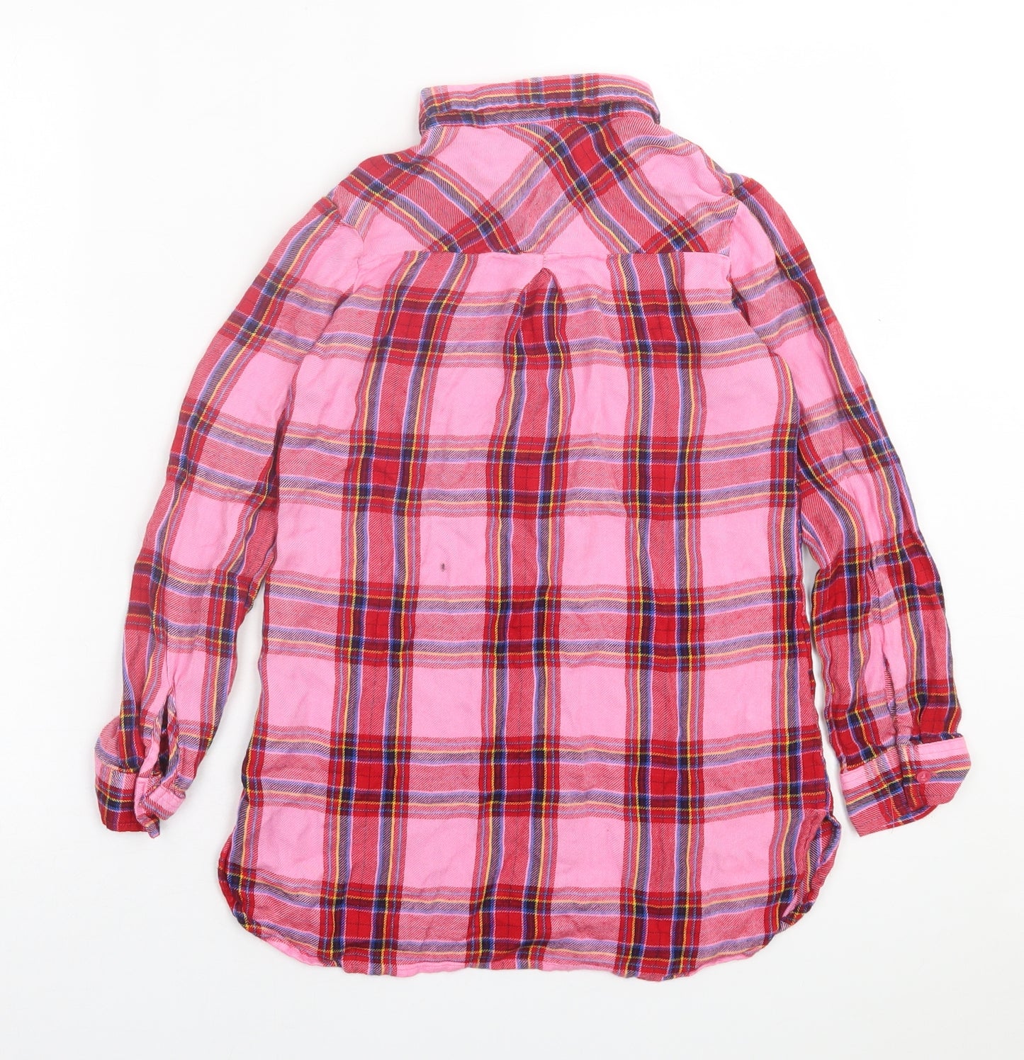 mataan Girls Pink Plaid Viscose Basic Button-Up Size 10 Years Collared Button