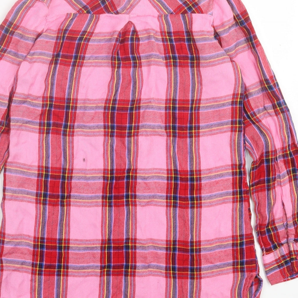 mataan Girls Pink Plaid Viscose Basic Button-Up Size 10 Years Collared Button