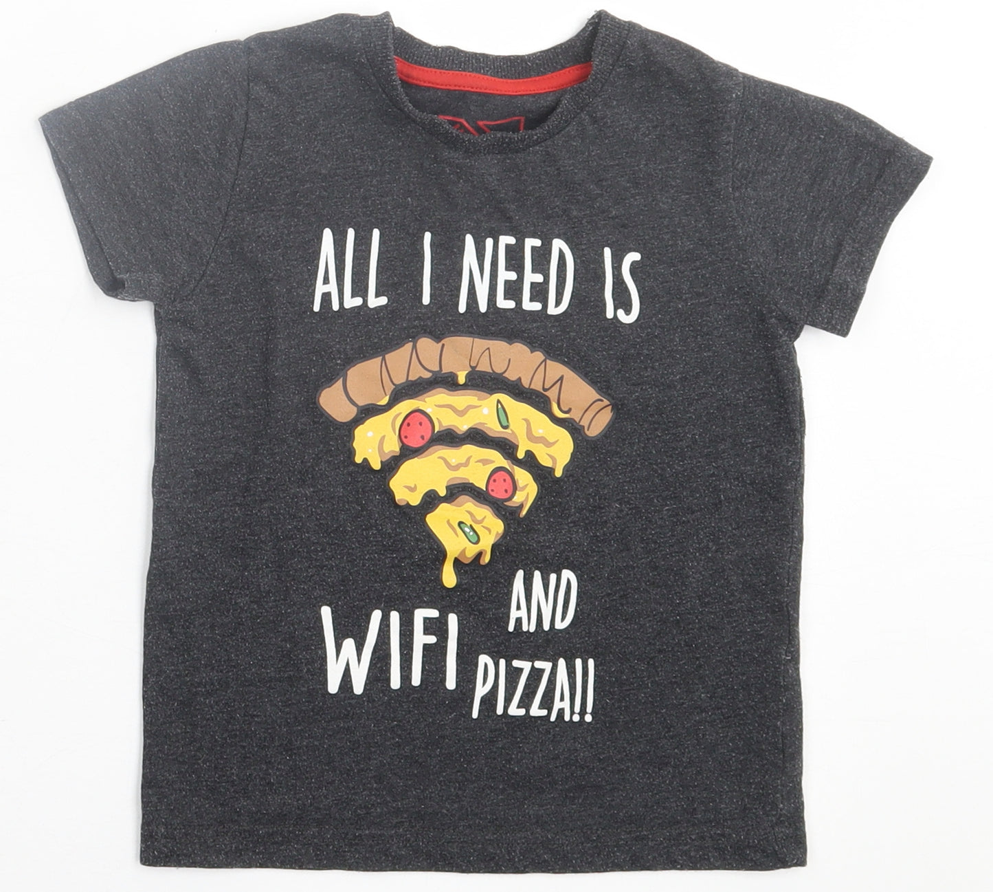 Matalan Boys Grey  Cotton Basic T-Shirt Size 4 Years Crew Neck Pullover