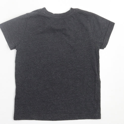 Matalan Boys Grey  Cotton Basic T-Shirt Size 4 Years Crew Neck Pullover