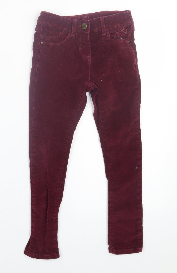Marks and Spencer Girls Purple  Cotton Capri Trousers Size 5-6 Years  Regular Button