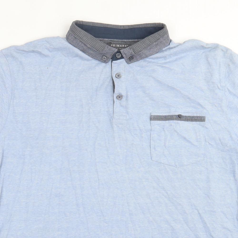 Primark Mens Blue  Cotton  Polo Size XL Collared Button