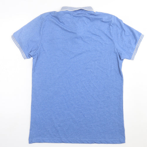 Brave Soul Mens Blue  Cotton  Polo Size XL Collared Button