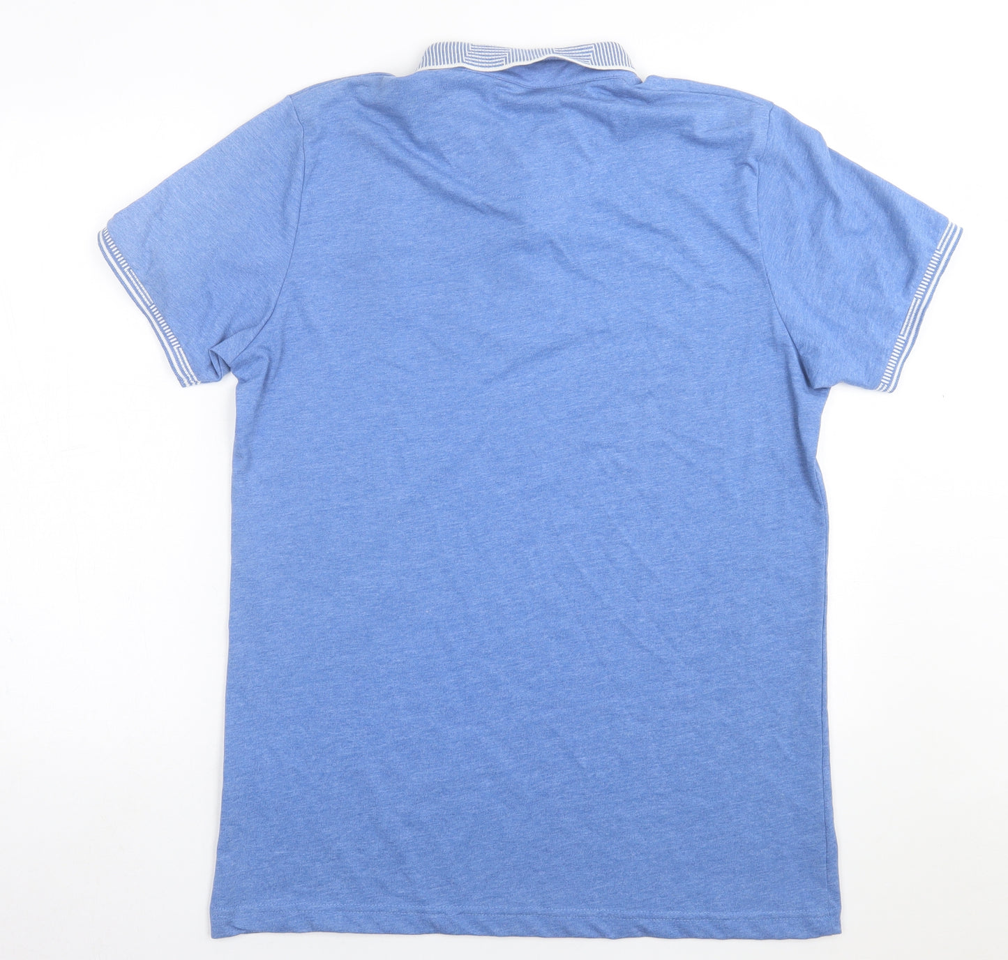 Brave Soul Mens Blue  Cotton  Polo Size XL Collared Button