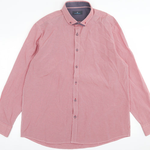 Ottomoda Mens Red Plaid Cotton  Button-Up Size 2XL Collared Button