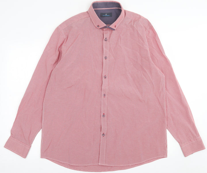 Ottomoda Mens Red Plaid Cotton  Button-Up Size 2XL Collared Button