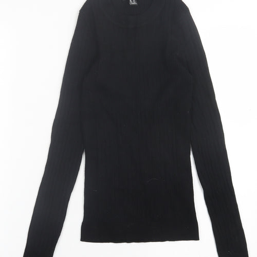 New Look Womens Black Crew Neck  Viscose Pullover Jumper Size 10