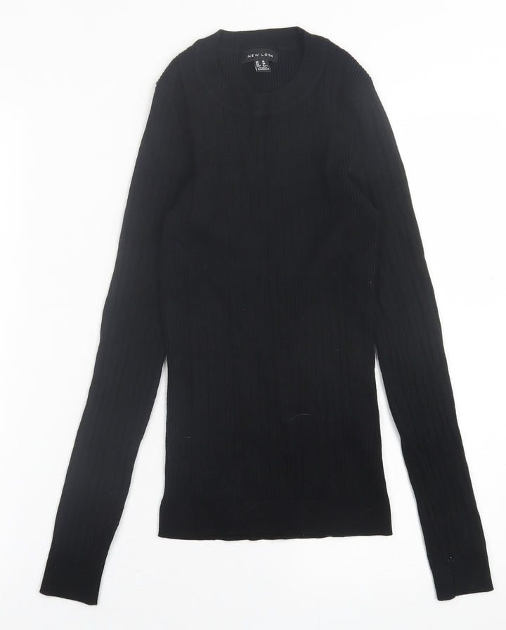 New Look Womens Black Crew Neck  Viscose Pullover Jumper Size 10