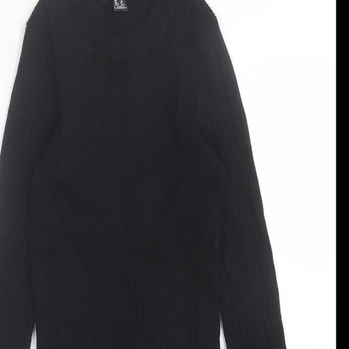 New Look Womens Black Crew Neck  Viscose Pullover Jumper Size 10